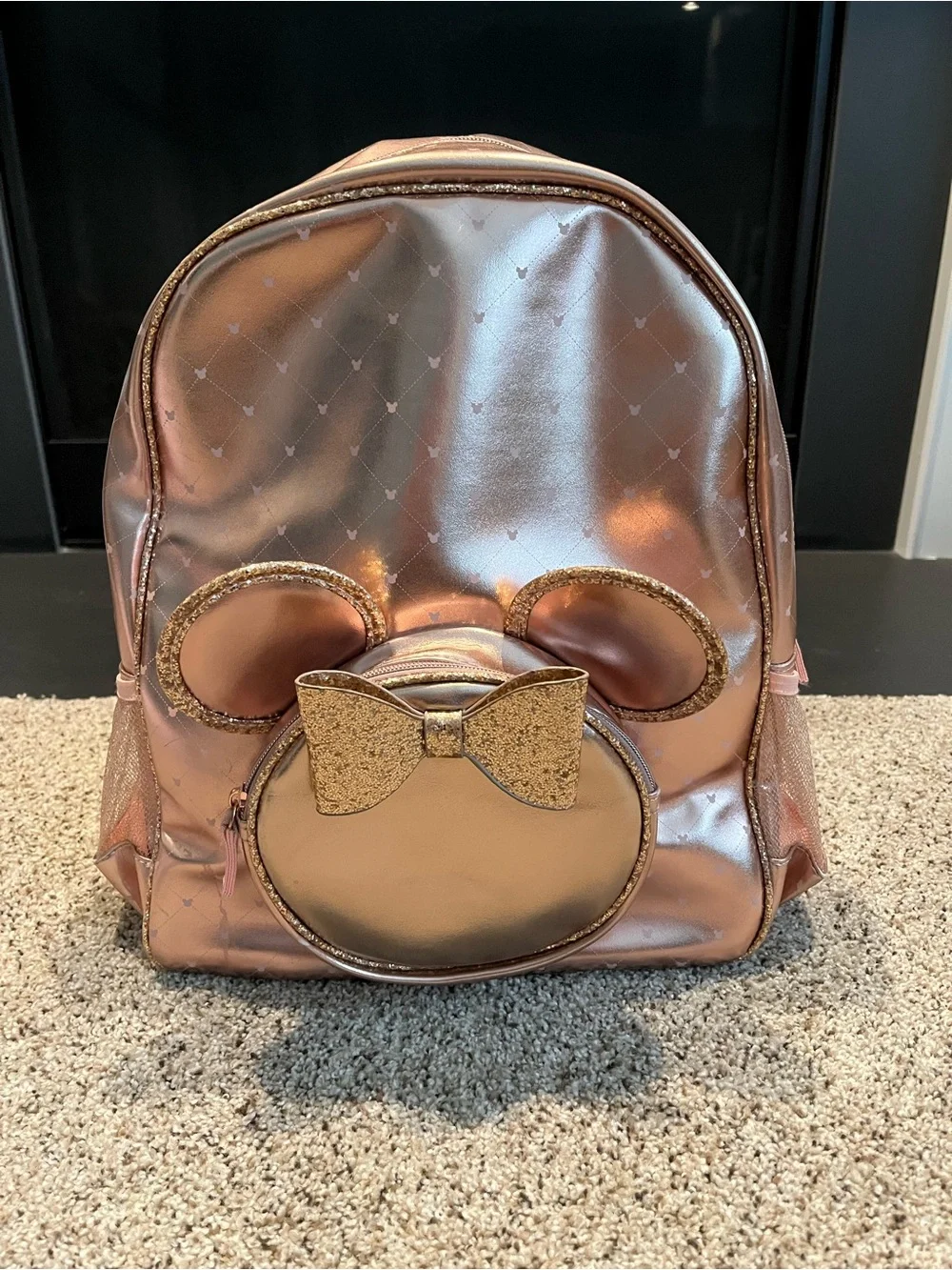 Disney Store Minnie Mouse Metallic Rose Gold Character Backpack